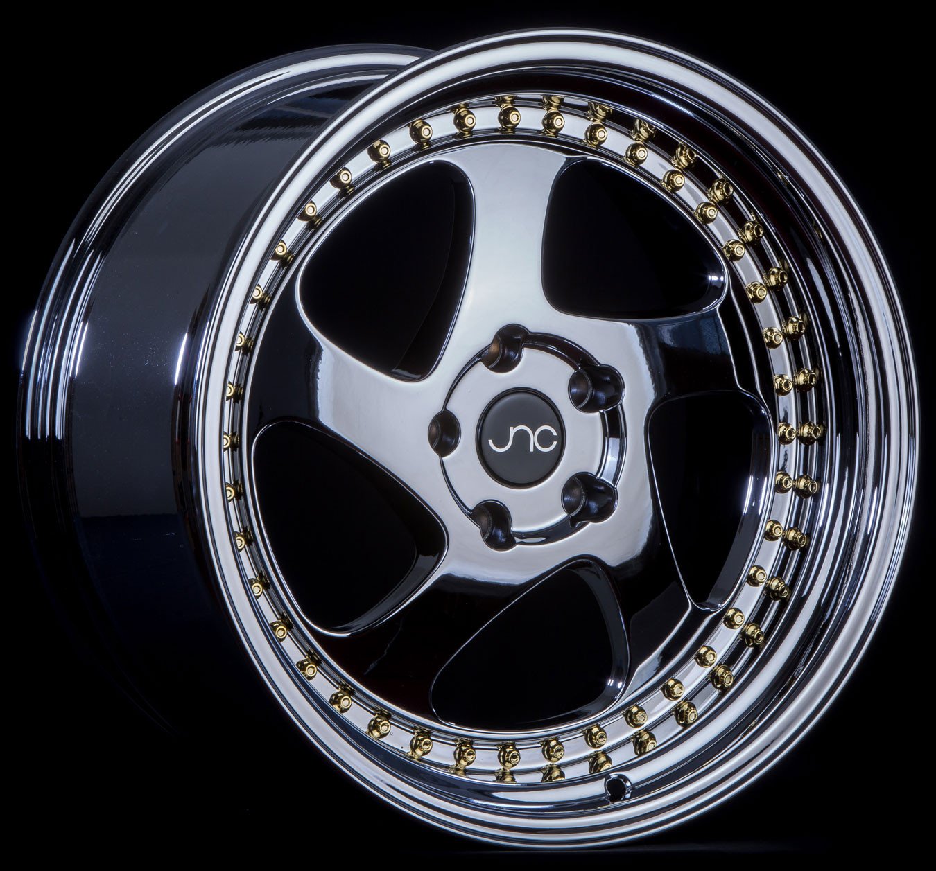 JNC034 | Platinum Gold Rivets | 18x10 | 5x114.3 | +25mm | CB: 73.1