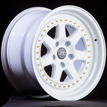 JNC048 | WHITE WITH GOLD RIVETS | 17x9 | 5x114.3 | +25mm | CB: 73.1