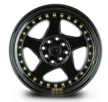 AH01 | Full Gloss Black ( Gold Rivet) | 16x8 | 4x100/114.3 | +15mm | CB73.1