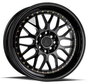 AH02 | Gloss Black ( Gold Rivet) | 17x8 | 4x100/114.3 | +35mm | CB73.1