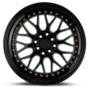 AH02 | Gloss Black ( Gold Rivet) | 17x8 | 4x100/114.3 | +35mm | CB73.1