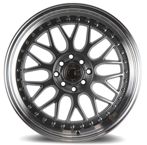 AH02 | Hyper Black w/ Machined Lip | 17x8 | 4x100/114.3 | +35mm | CB73.1