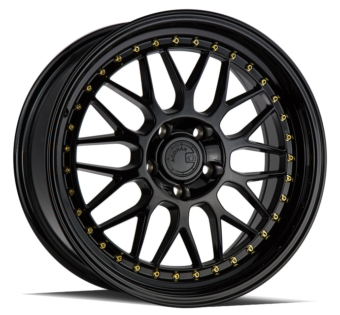 AH02 | Gloss Black ( Gold Rivet) | 18x8.5 | 5x100 | +35mm | CB73.1