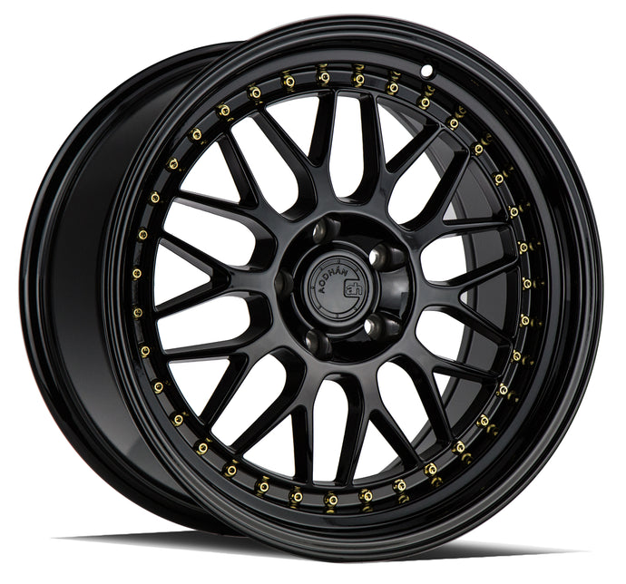 AH02 | Gloss Black ( Gold Rivet) | 18x9.5 | 5x100 | +35mm | CB73.1