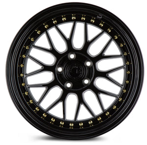 AH02 | Gloss Black ( Gold Rivet) | 18x9.5 | 5x114.3 | +30mm | CB73.1