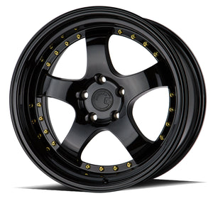 AH03 | Full Golss Black ( Gold Rivet) | 18x9.5 | 5x114.3 | +30mm | CB73.1