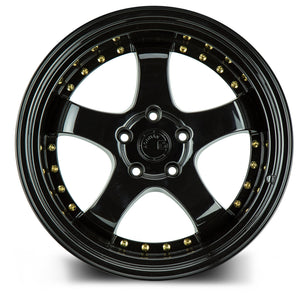 AH03 | Full Golss Black ( Gold Rivet) | 19x11 | 5x114.3 | +15mm | CB73.1