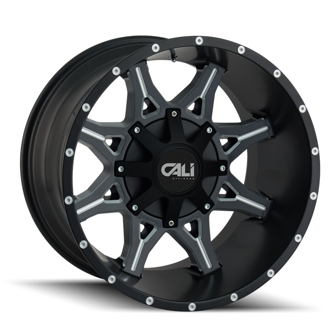 OBNOXIOUS 9107 | SATIN BLACK/MILLED SPOKES | 6x135/6x139.7 | 24X12 | -44mm