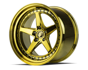 DS05 | Gold Vacuum w/ Chrome Rivets | 19x11 | 5x114.3 | +15mm | CB73.1