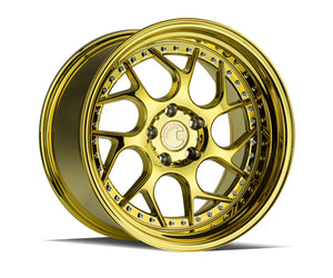 DS01 | Gold Vacuum W/ Chrome Rivets | 18x10.5 | 5x114.3 | +22mm | CB73.1