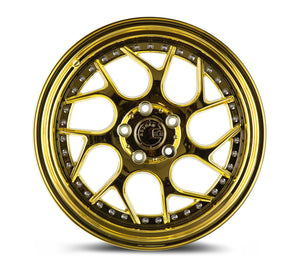 DS01 | Gold Vacuum W/ Chrome Rivets | 18x10.5 | 5x114.3 | +22mm | CB73.1