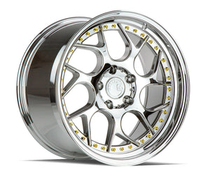 DS01 | Vacuum Chrome W/ Gold Rivets | 18x8.5 | 5x114.3 | +35mm | CB73.1