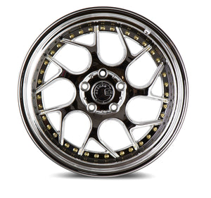 DS01 | Vacuum Chrome W/ Gold Rivets | 18x8.5 | 5x100 | +35mm | CB73.1