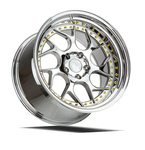 DS01 | Vacuum Chrome W/ Gold Rivets | 18x9.5 | 5x114.3 | +22mm | CB73.1