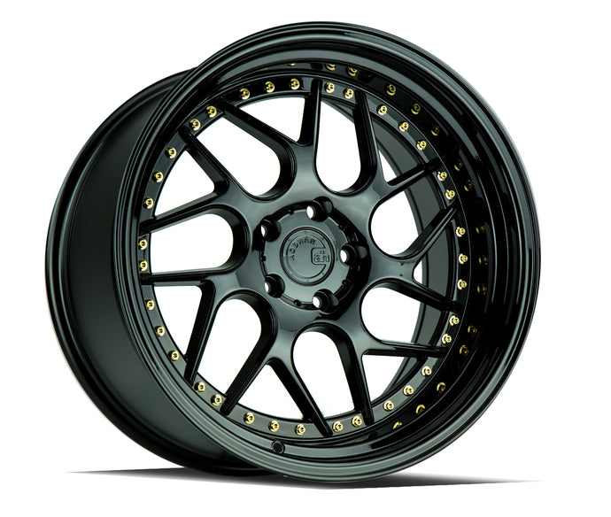 DS01 | Gloss Black W /Gold Rivets | 19x10.5 | 5x114.3 | +15mm | CB73.1