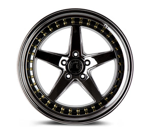 DS05 | Black Vacuum W /Gold Rivets | 18x10.5 | 5x114.3 | +22mm | CB73.1