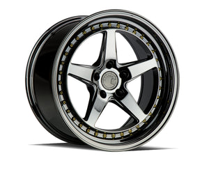 DS05 | Black Vacuum W /Gold Rivets | 18x9.5 | 5x114.3 | +15mm | CB73.1