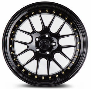 DS06 | Gloss Black W /Gold Rivets | 18x10.5 | 5x114.3 | +22mm | CB73.1