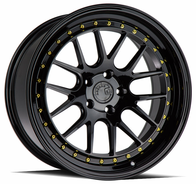 DS06 | Gloss Black W /Gold Rivets | 18x8.5 | 5x100 | +35mm | CB73.1