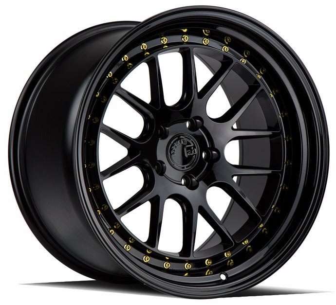 DS06 | Gloss Black W /Gold Rivets | 18x9.5 | 5x114.3 | +30mm | CB73.1