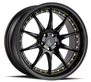 DS07 | Gloss Black W /Gold Rivets | 18x8.5 | 5x114.3 | +35mm | CB73.1