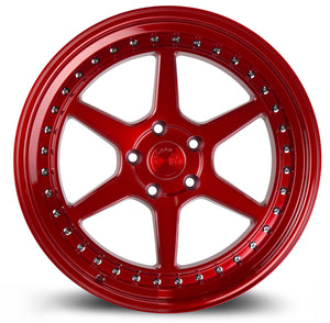 DS09 | Candy Red w/ (Chrome Rivets) | 18x9.5 | 5x114.3 | +30mm | CB73.1