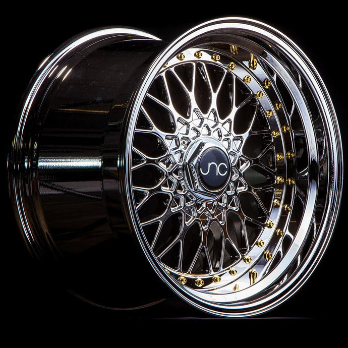 JNC004 | Platinum Gold Rivets | 18x9.5 | 5x112/5x120 | +25mm | CB: 73.1