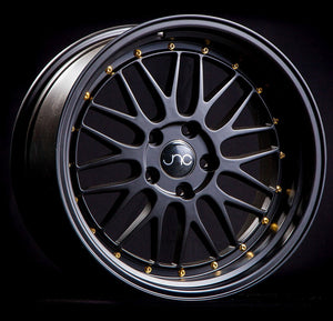 JNC005 | Black Gold Rivets | 19x9.5 | 5x114.3 | +35mm | CB: 73.1